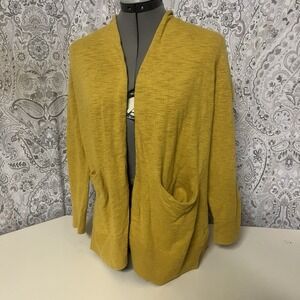 Madewell Summer Ryder Open Cardigan Golden Apple Yellow Pockets Size Medium
